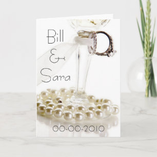 Romantic White Wedding Pearls Design Card