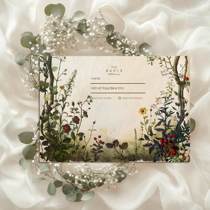 Romantic Wild Garden Wedding RSVP Card