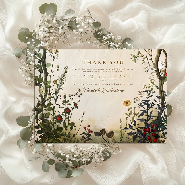 Romantic Wild Garden Wedding Thank You Card (Creator Uploaded)