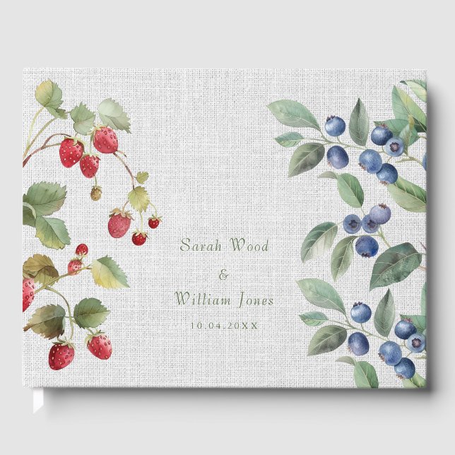 Romantic wild summer berries Wedding Guest Book (Front)