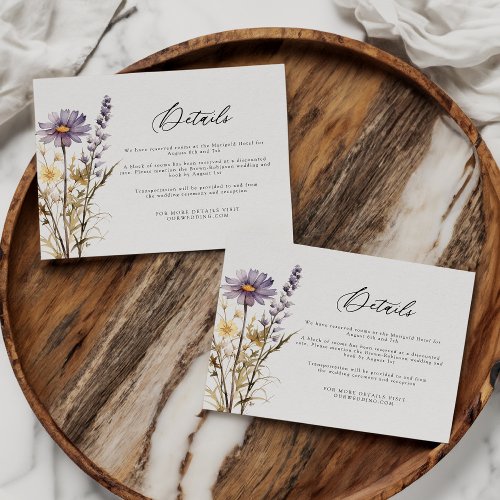 Romantic Wildflower Bloom Floral Wedding Details Enclosure Card