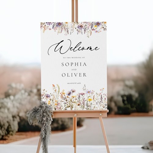 Romantic Wildflower Bloom Floral Wedding Sign