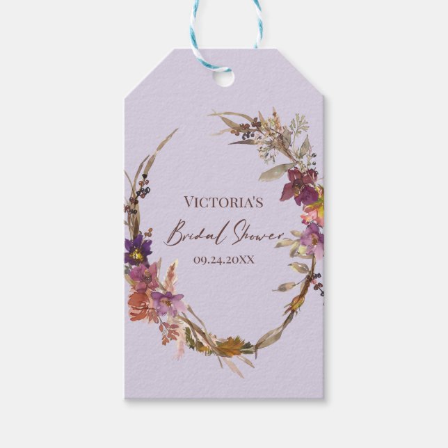 Romantic Wildflower Bridal Shower Gift Tag (Front)