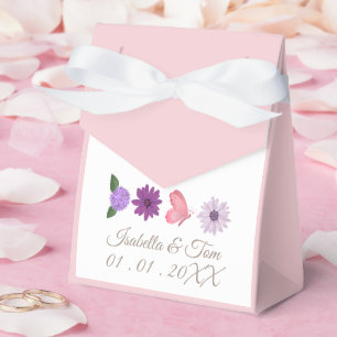 Romantic Wildflower & Butterfly Garden Wedding Favor Boxes