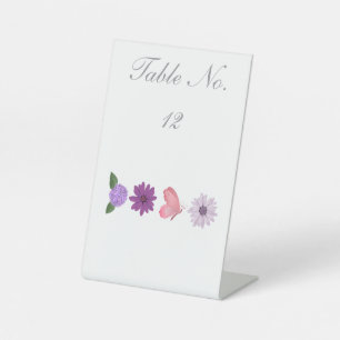Romantic Wildflower & Butterfly Wedding Table Pedestal Sign