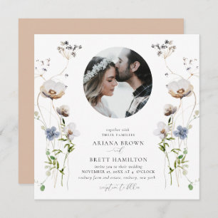 Romantic Wildflower Calligraphy Wedding Invitation