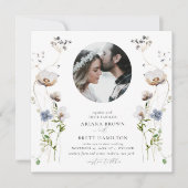 Romantic Wildflower Calligraphy Wedding Invitation (Front)