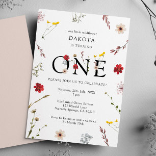 Romantic Wildflower Girl 1st Birthday Invitation