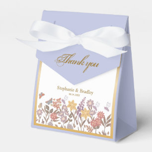 Romantic Wildflower Periwinkle Floral Wedding Favor Boxes