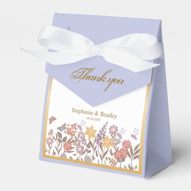 Romantic Wildflower Periwinkle Floral Wedding  Favor Boxes (Front Side)