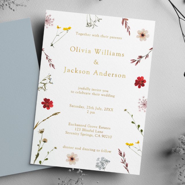 Romantic Wildflower Script Wedding  Foil Invitation (Creator Uploaded)