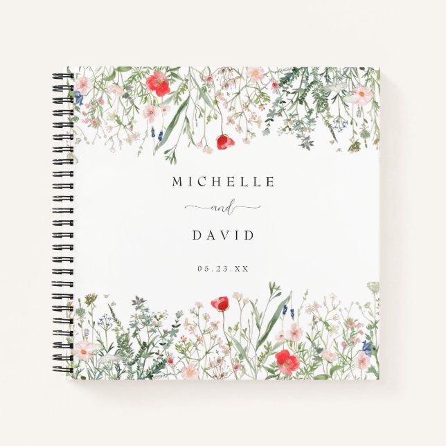 Romantic Wildflower Wedding Guest Book (Front)