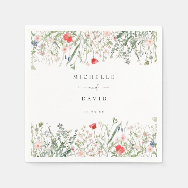 Romantic Wildflower Wedding Napkins (Front)