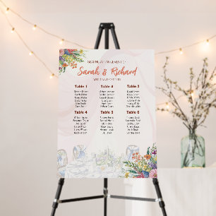 Romantic Wildflower Wedding Seating Chart Foam Board