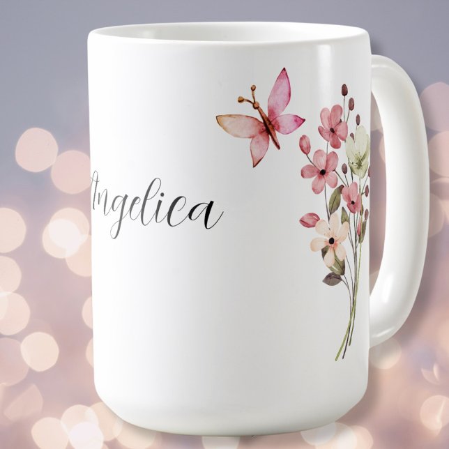 Romantic wildflowers, dragonfly, Butterfly name Coffee Mug (Creator Uploaded)
