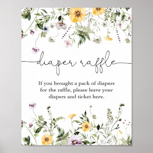 Romantic wildflowers spring Diaper raffle sign