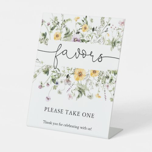 Romantic wildflowers spring favors sign