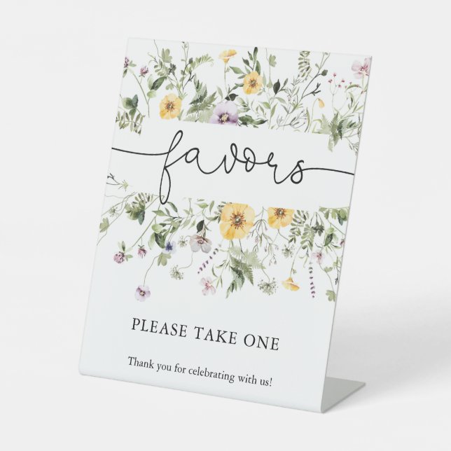 Romantic wildflowers spring favors sign (Front)