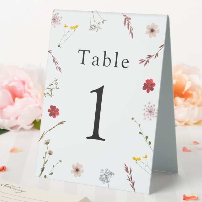 Romantic Wildflowers Wedding Number Table Tent (In SItu (Wedding))
