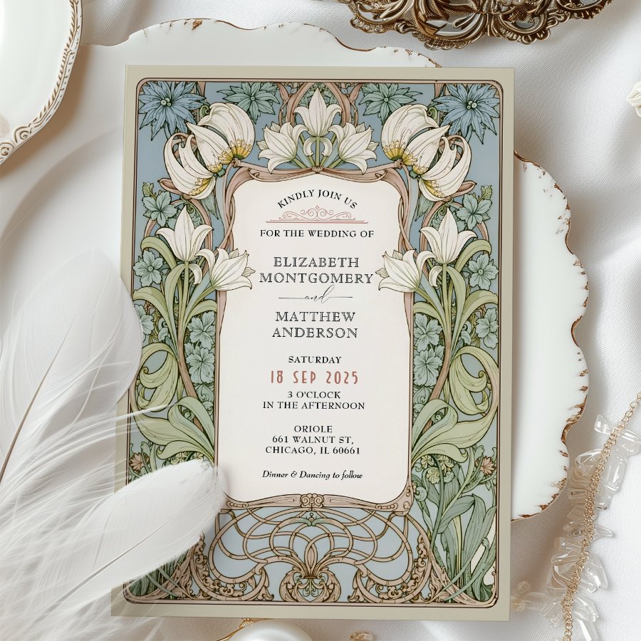 Romantic William Morris Wedding Invitation