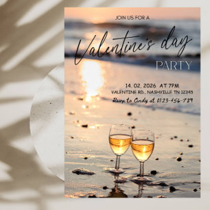 Romantic Wine Glasses Valentine's Party Invitation