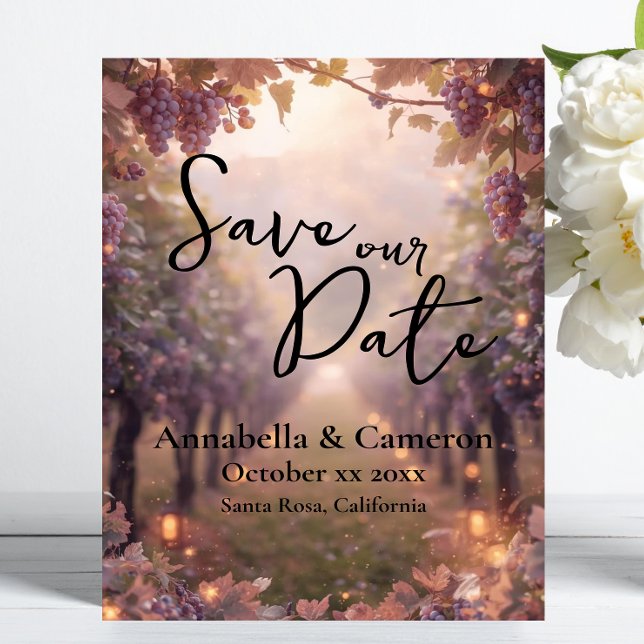 Romantic Wine Vineyard Wedding Save the Date Invitation (Creator Uploaded)