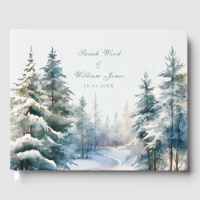Romantic winter forest Wedding Guest Book (Front)