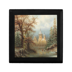 Romantic Winter Landscape with Ice Skaters Gift Box