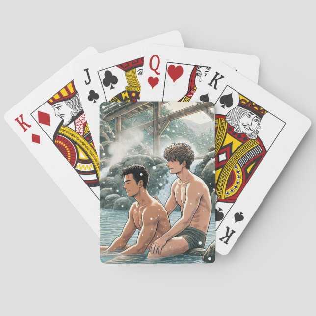 Romantic winter onsen poker cards (Back)