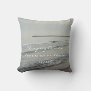 Romantic winter seascape throw pillow