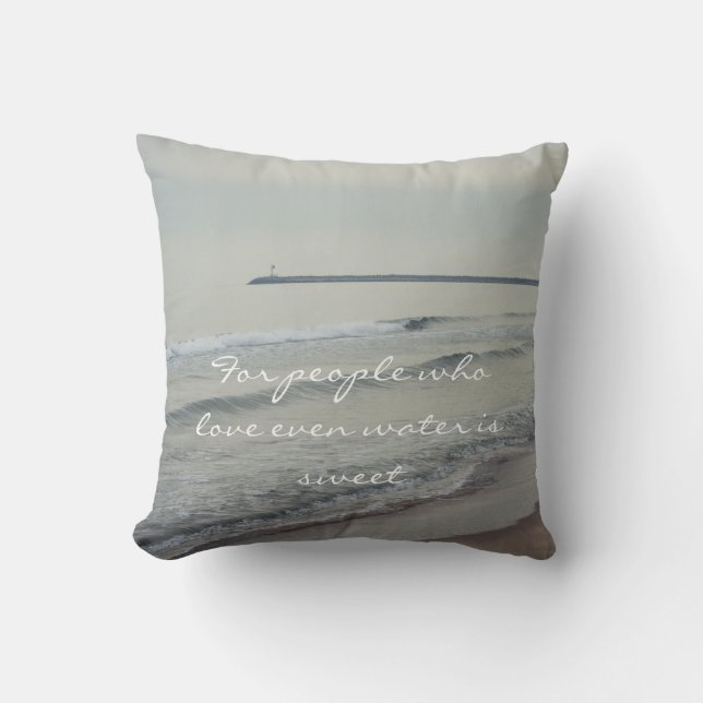 Romantic winter seascape throw pillow (Front)