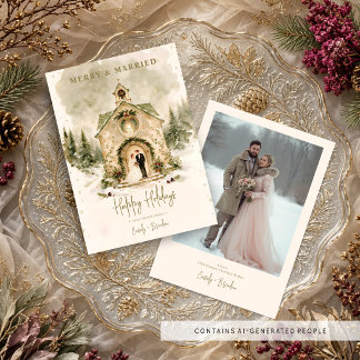 Romantic Winter Snowy Newlyweds Christmas TLW26 Holiday Card