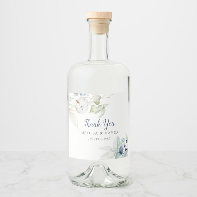 Romantic Winter Theme Wedding Thank You Stickers (Front)