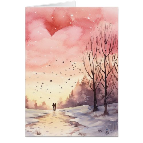 Romantic Winter Walk Sweetheart Valentine Card