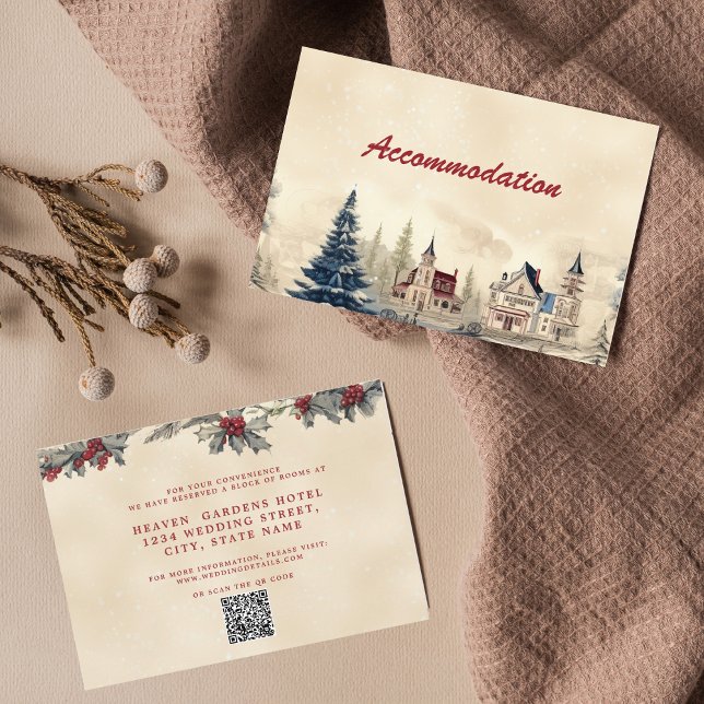 Romantic Winter Wedding Accommodation Enclosure Card (Creator Uploaded)