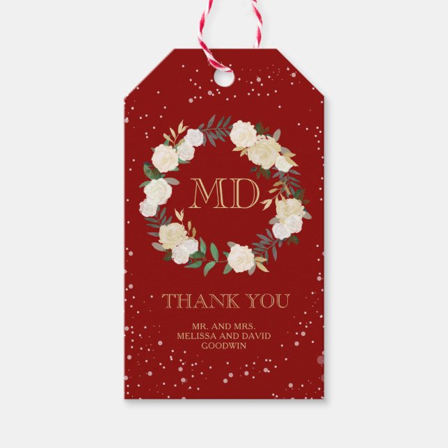 Romantic Winter Wedding Favor Gift Hang Tag (Front)