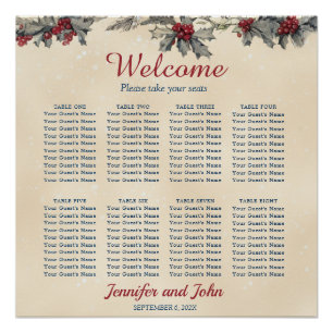 Romantic Winter Wedding Guests Seating Chart