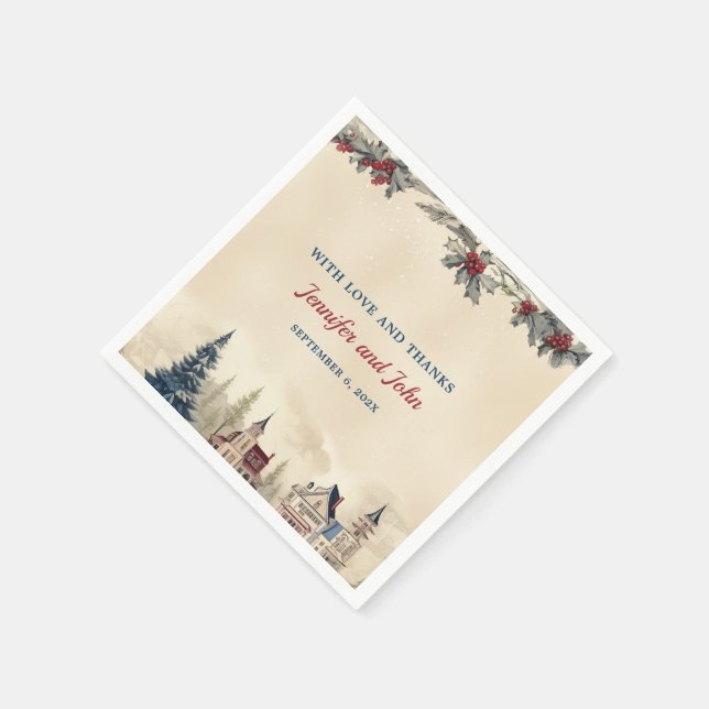 Romantic Winter Wedding Napkins (Corner)