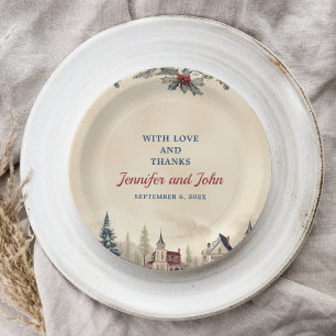 Romantic Winter Wedding Paper Plates