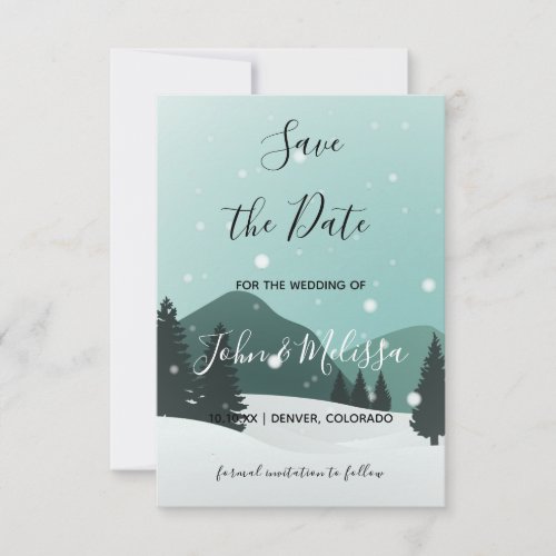 Romantic Winter Wedding Snowy Forest  Mountains Save The Date