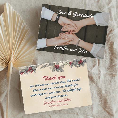 Romantic Winter Wedding Thank You Card