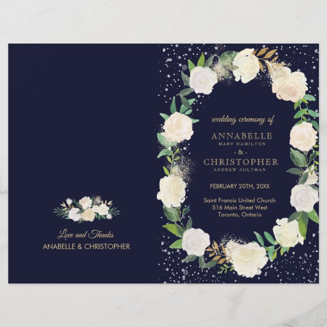 Romantic Winter Wonderland Wedding Programs (Front)