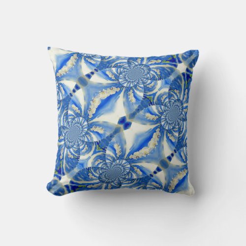 Romantic wispy blue skies and white orchids throw pillow