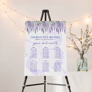 Romantic Wisteria 6 Table Wedding Seating Chart Foam Board