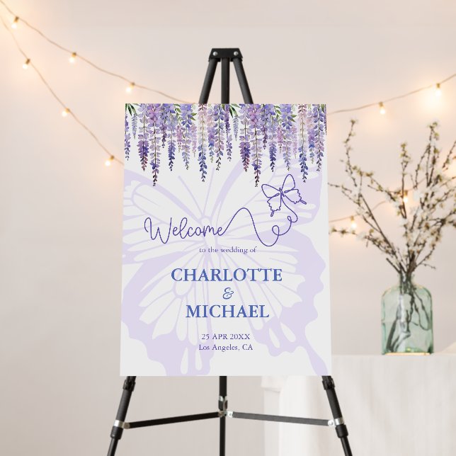 Romantic Wisteria Fairytale Garden Wedding Sign (In Situ (Stand))