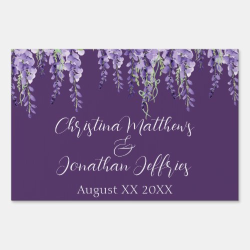 Romantic Wisteria on Dark Purple Sign