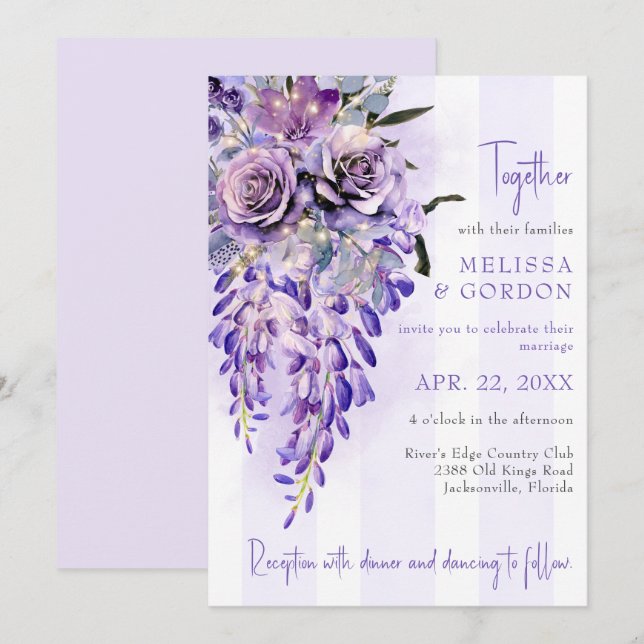 Romantic Wisteria Wedding Invitation (Front/Back)