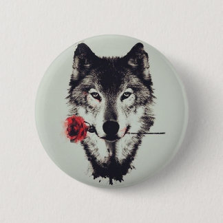 Romantic wolf pinback button