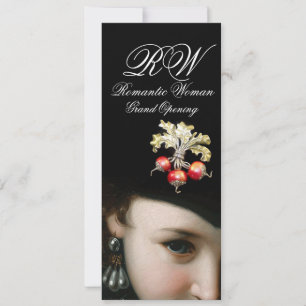 ROMANTIC WOMAN,ANTIQUE JEWELS,PEARLS GRAND OPENING INVITATION