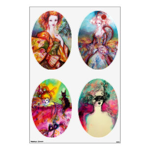 ROMANTIC WOMAN FINE ART COLLECTION ,ovals Wall Decal